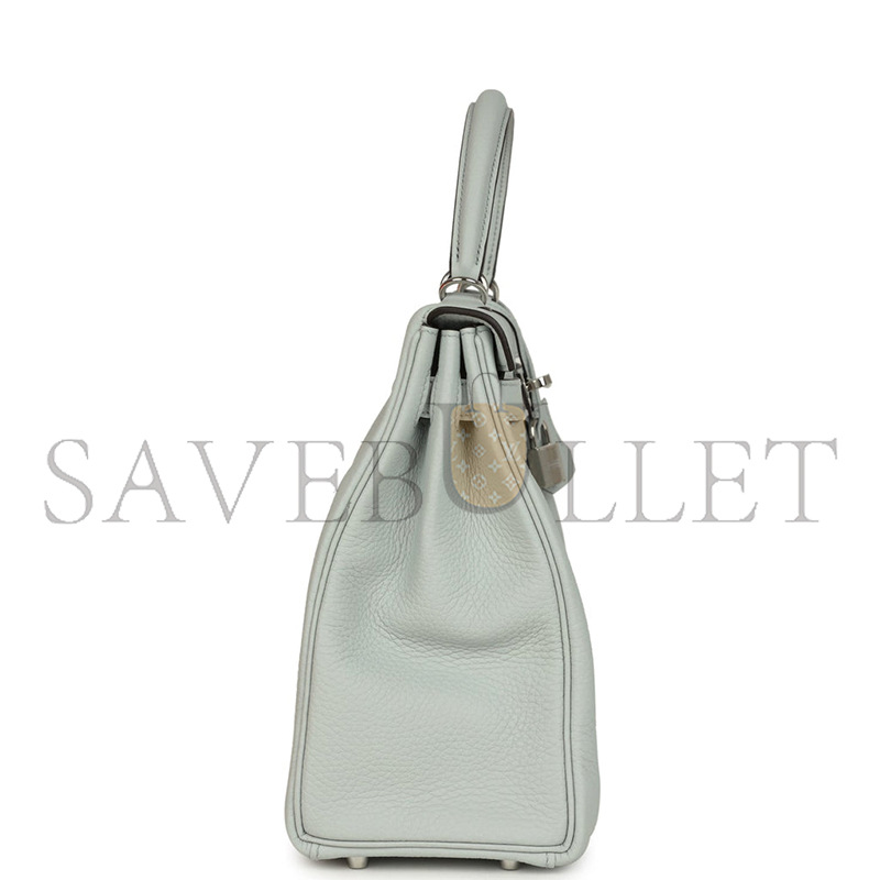 H**mes KELLY RETOURNE 32 BLEU PALE CLEMENCE PALLADIUM HARDWARE (32*23*12cm)